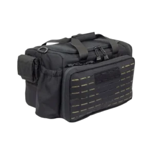 black Tactical Range Bag with multiple storage compartments