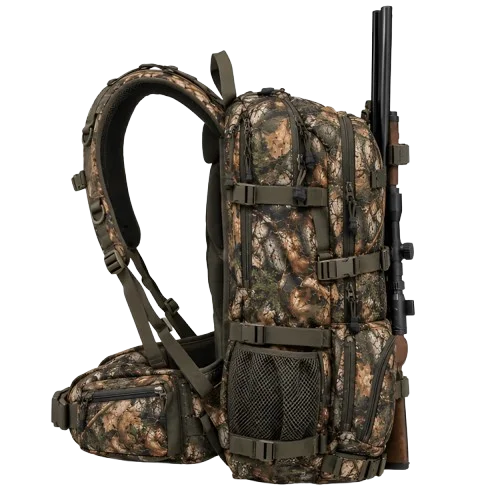Camouflage hunting backpack with multiple storage compartments