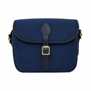 Blue canvas cartridge bag for hunting and shooting
