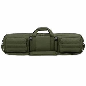 Olive green double rifle case with padded compartments